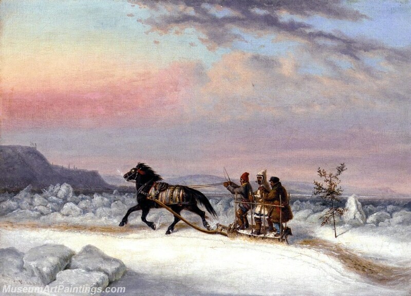 The Winter Crossing from Levis to Quebec Painting