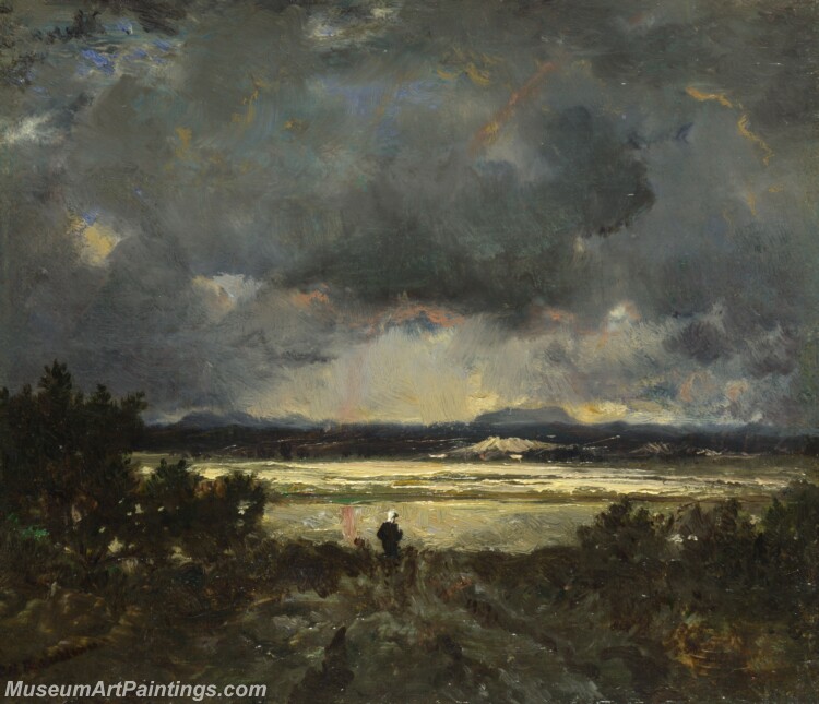 Theodore Rousseau Sunset in Auvergne Painting