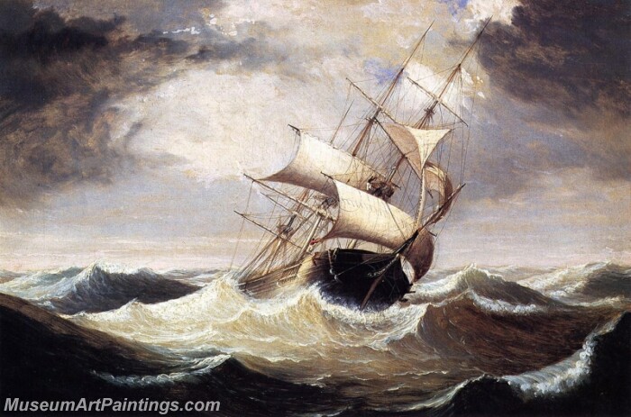 Three Master on a Rough Sea Painting