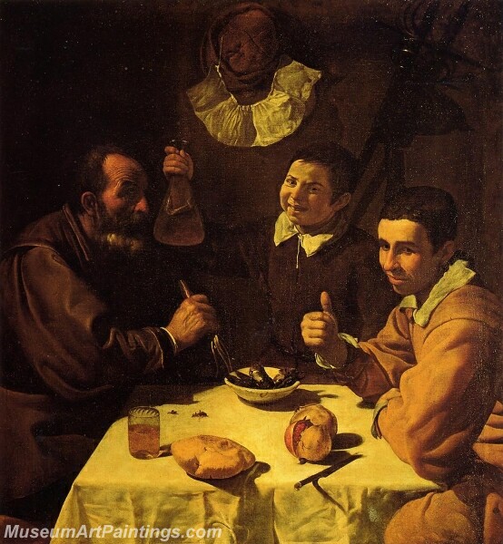 Three Men at a Table Painting