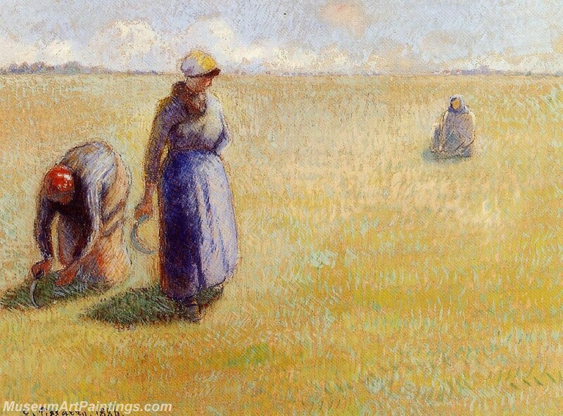 Three Women Cutting Grass Painting