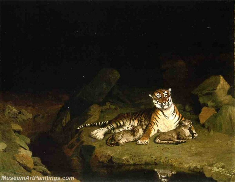 Tigress and Her Cubs Painting