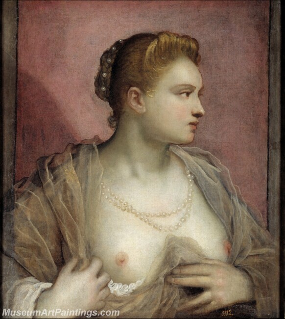 Tintoretto Domenico La dama que descubre el seno Painting