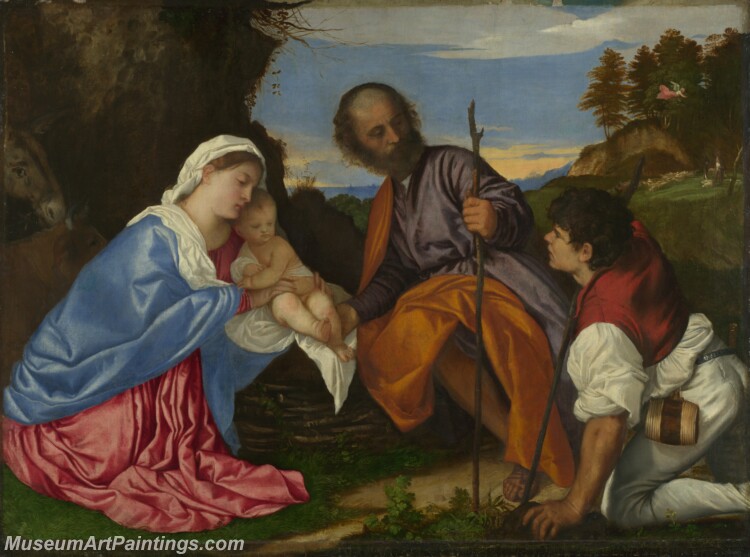 Titian The Holy Family with a Shepherd Painting