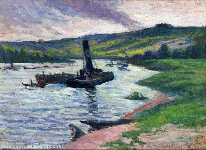 Tugboats on the Seine Painting