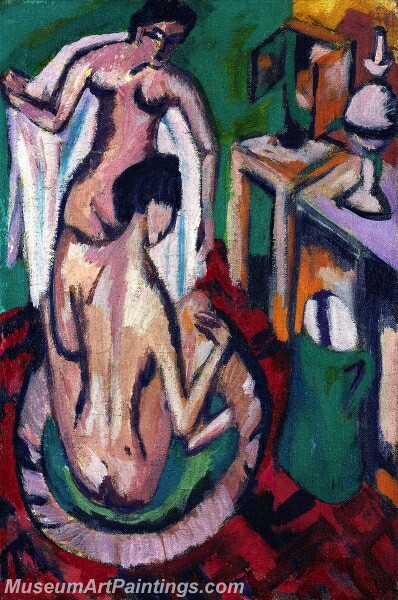 Two Naked Girls in a Flat Pan Painting