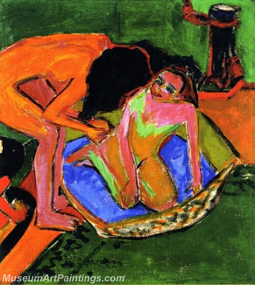 Two Nudes with Bathtub and Oven Painting