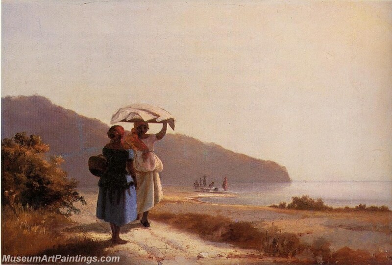 Two Woman Chatting by the Sea St Thomas Painting