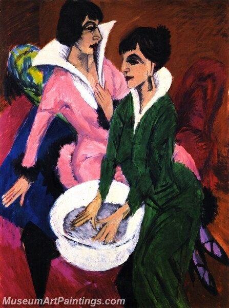 Two Women with a Washbasin Painting