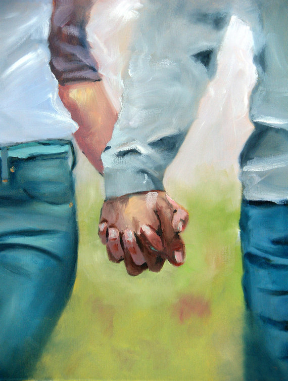 Valentines Day Paintings Holding Hands