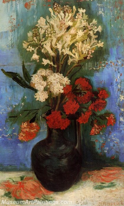 Vase with Carnations and Other Flowers Painting