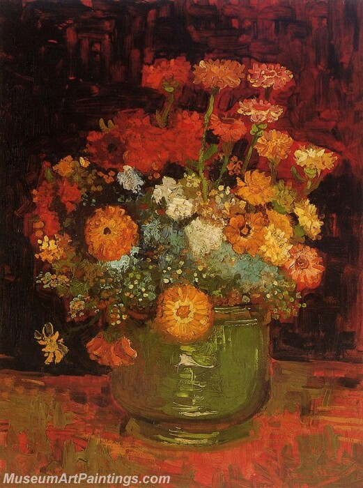 Vase with Zinnias Painting
