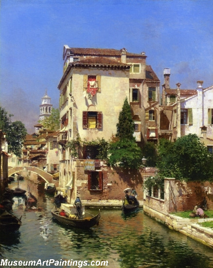 Venice Painting Gondoliers on a Venetian Canal