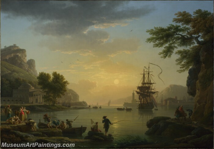 Vernet A Landscape at Sunset Painting