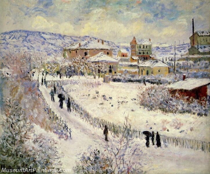 View of Argenteuil in the Snow Painting