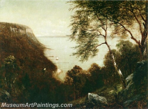 View of Palisades Hudson River Painting