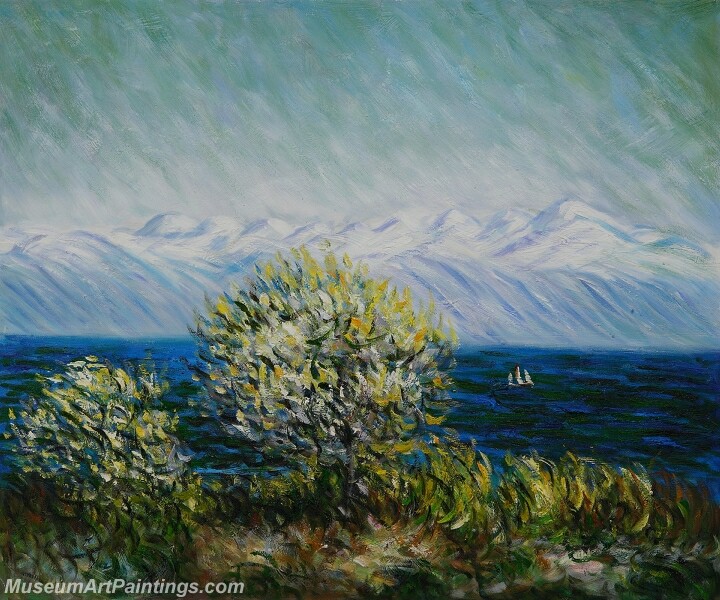 View of the Bay at Antibes and Maritime Alps Painting