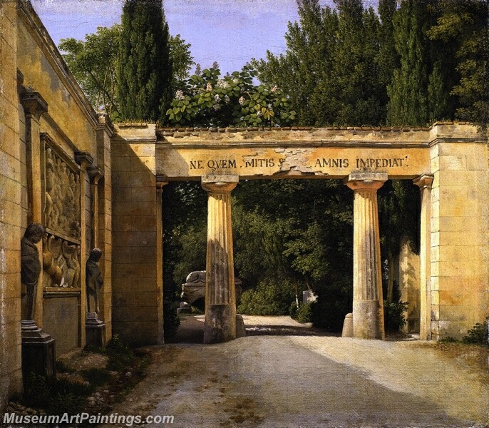 View of the Garden of the Villa Borghese in Rome Painting