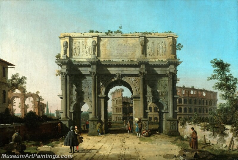 View the Arch of Constantine with the Coliseum Painting