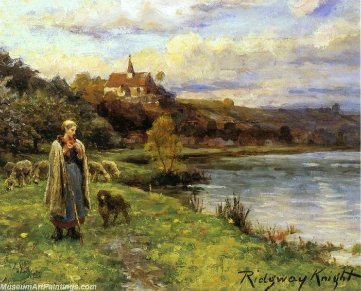 Village Girl Paintings Woman by the Water