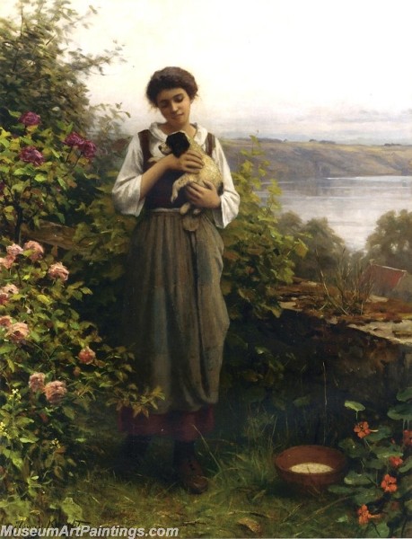 Village Girl Paintings Young Girl Holding a Puppy