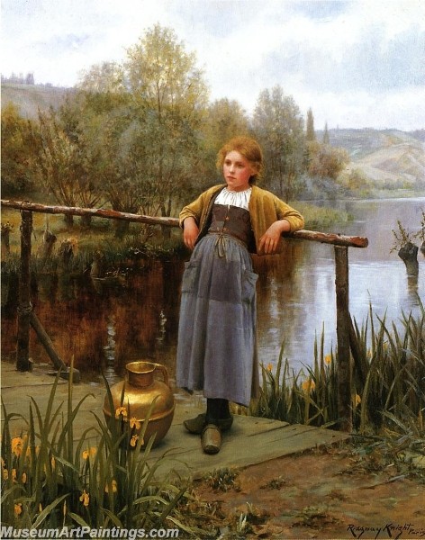 Village Girl Paintings Young Girl by a Stream