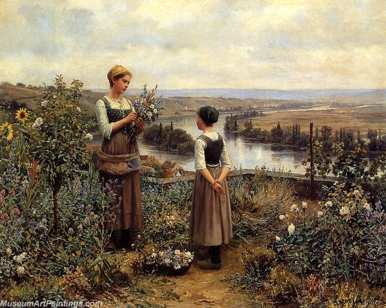 Village Paintings Picking Flowers