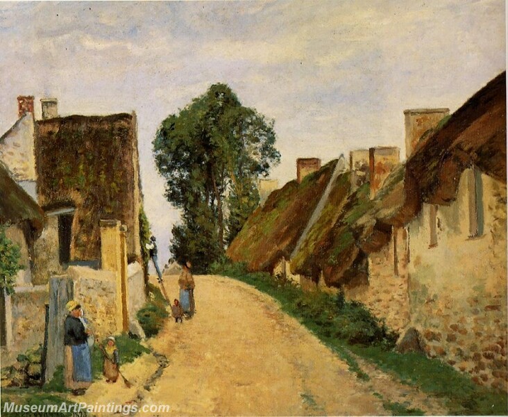 Village Street Auvers sur Oise Painting