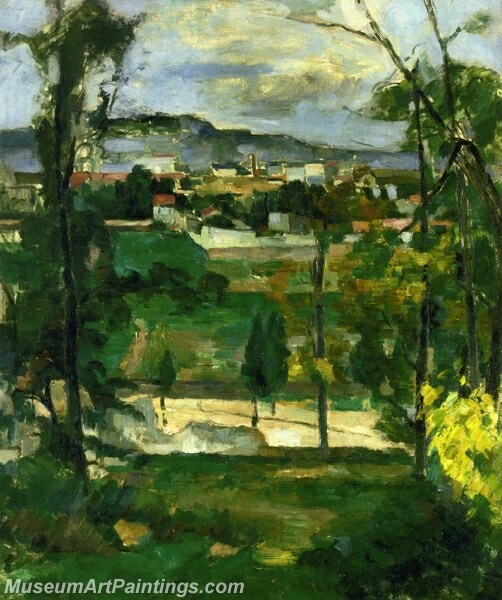 Village behind Trees Ile de France Painting