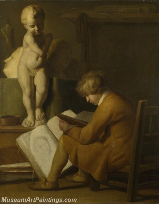 Wallerant Vaillant A Boy seated Drawing Painting