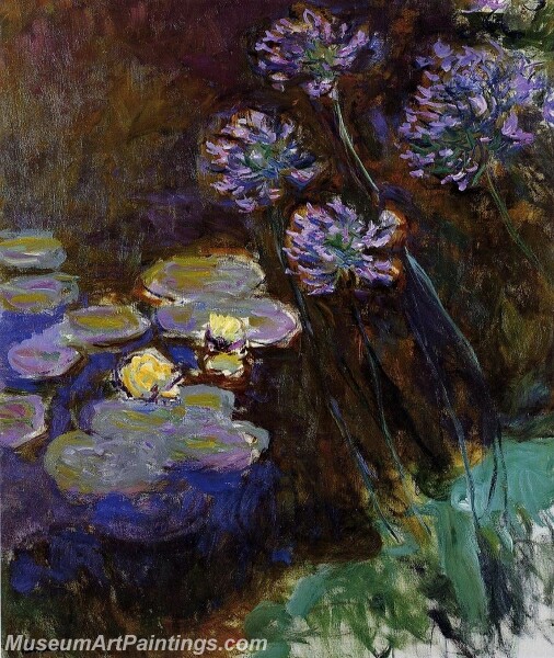 Water Lilies and Agapanthus Painting