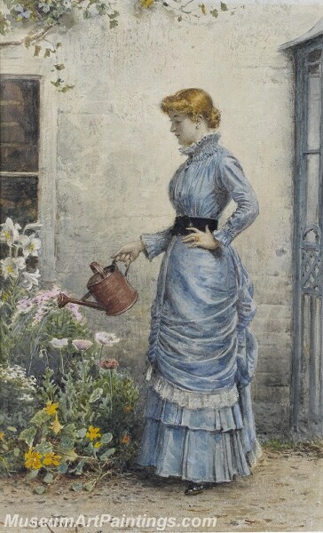 Watering the Flowers Painting