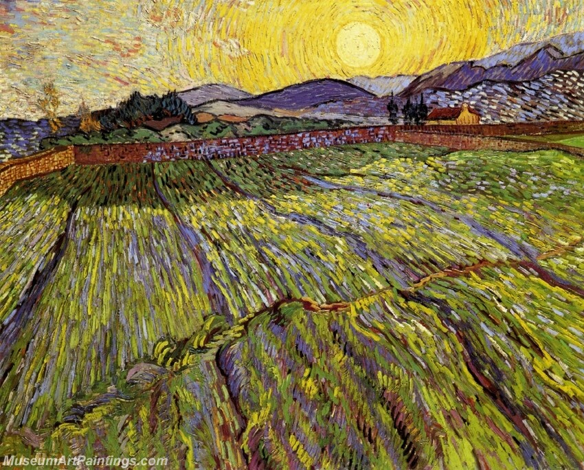 Wheat Field with Rising Sun Painting