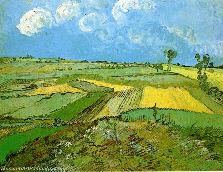 Wheat Fields at Auvers under a Cloudy Sky Painting
