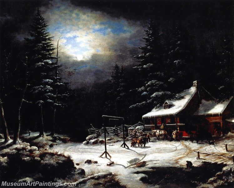 White Horse Inn by Moonlight Painting