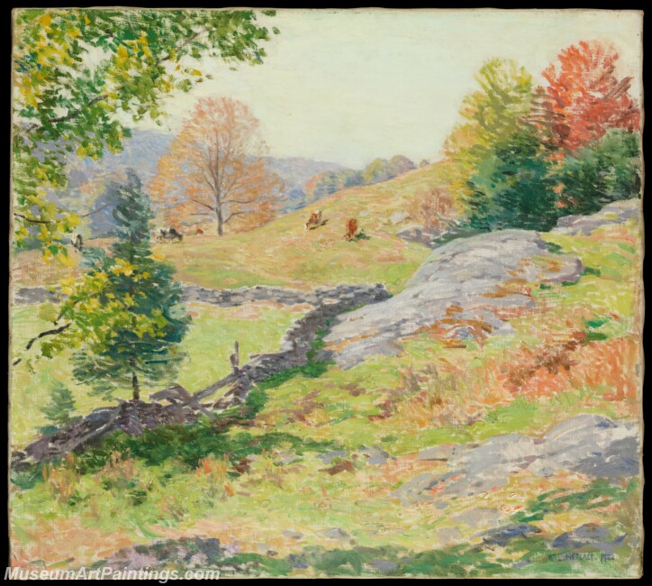 Willard Metcalf Hillside Pastures September Painting