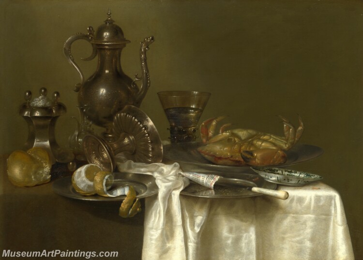 Willem Claesz Heda Still Life Pewter and Silver Vessels and a Crab Painting