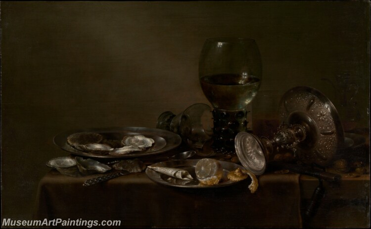 Willem Claesz Heda Still Life with Oysters a Silver Tazza and Glassware Painting