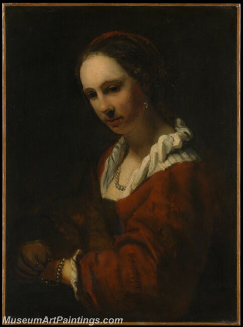 Willem Drost Young Woman with a Pearl Necklace Painting