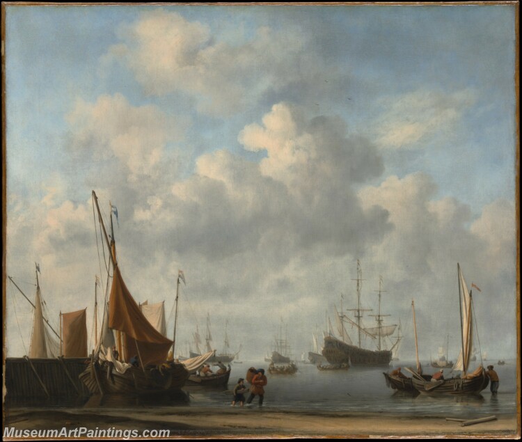 Willem van de Velde II Entrance to a Dutch Port Painting