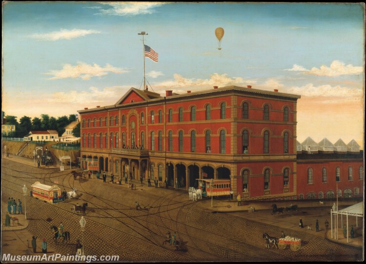 William H Schenck The Third Avenue Railroad Depot Painting