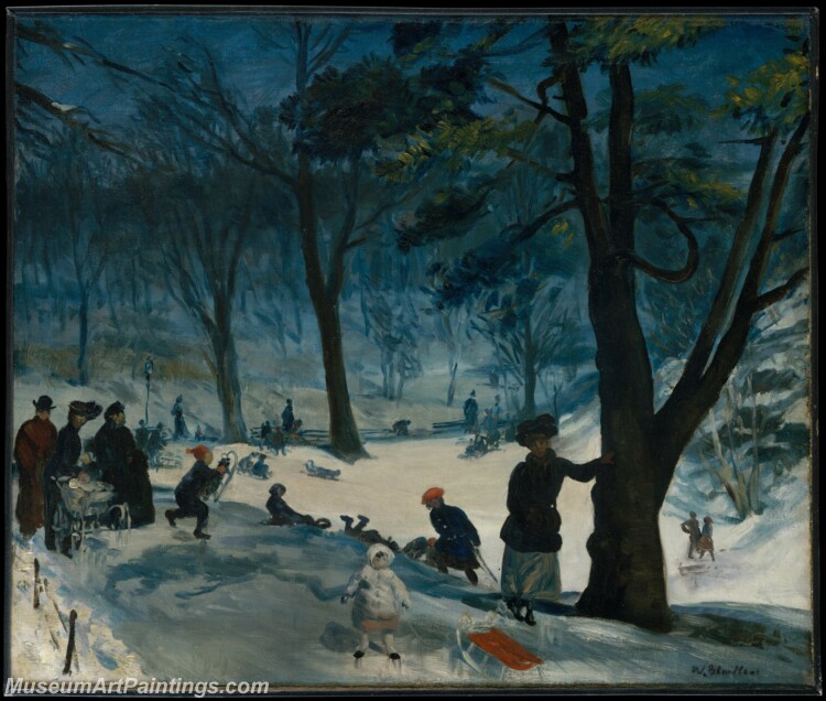 William James Glackens Central Park Winter Painting