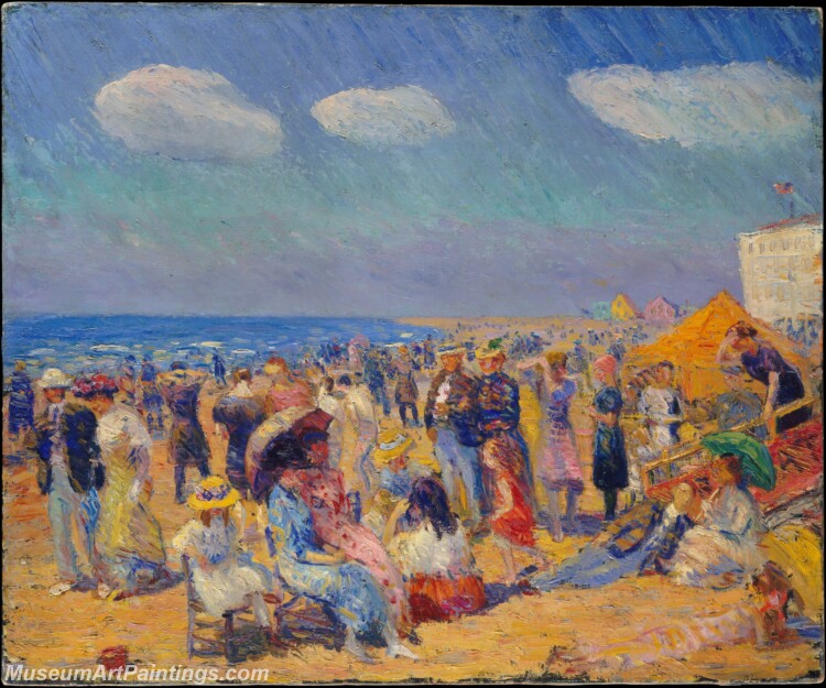 William James Glackens Crowd at the Seashore Painting