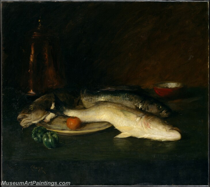 William Merritt Chase Still Life Fish Painting