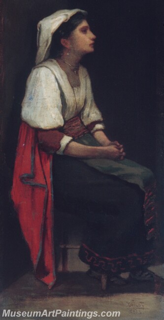 William Morris Hunt Italian Girl Painting