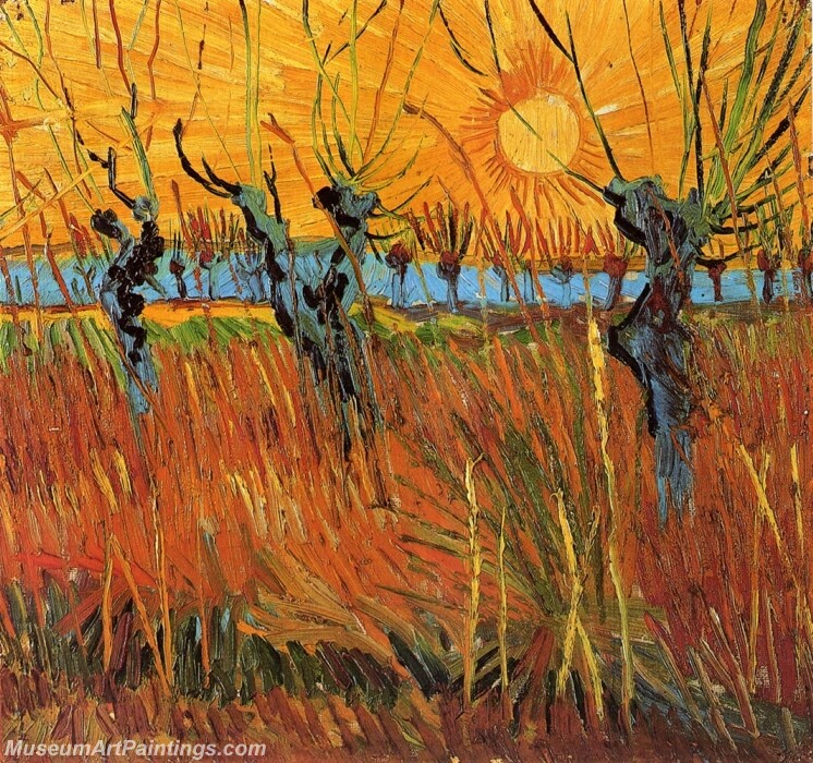 Willows at Sunset Painting