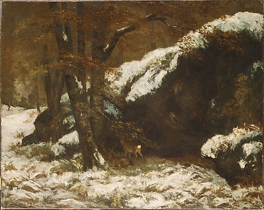 Winter Landscape Paintings The Deer by Gustave Courbet