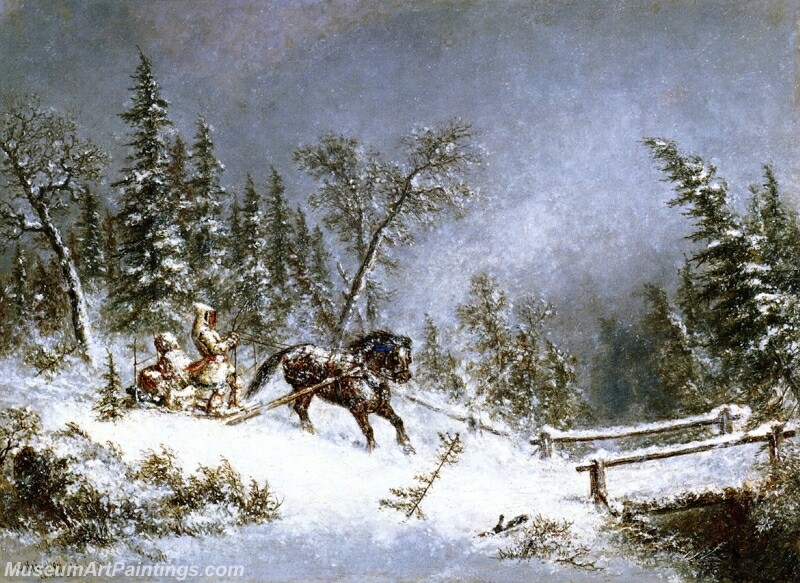 Winter Scene Blizzard Painting