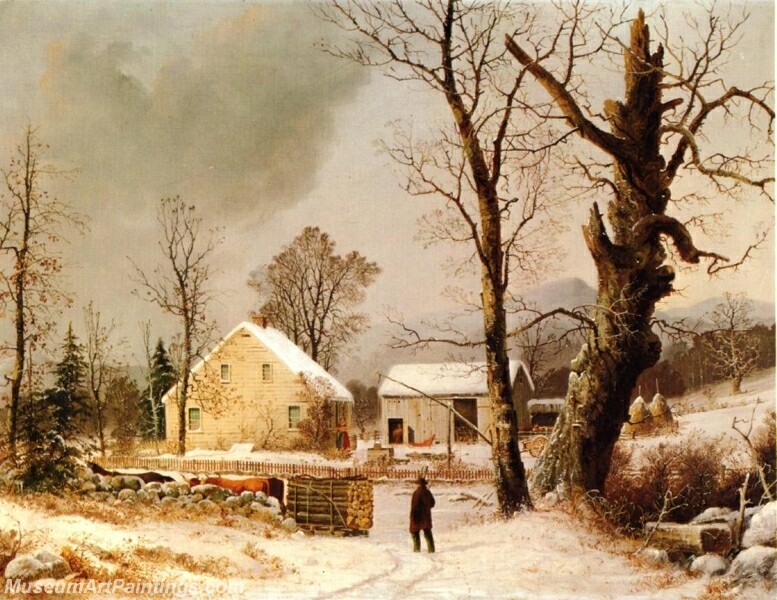 Winter Scene in New England Painting
