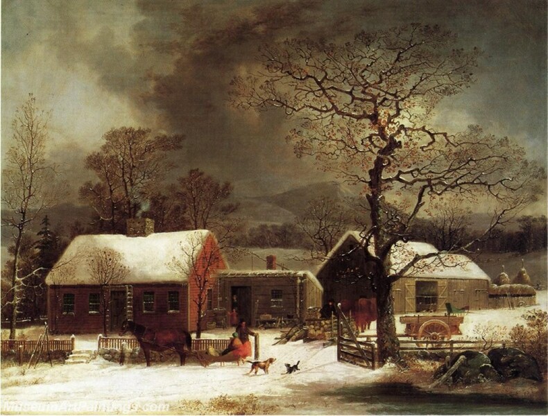 Winter Scene in New Haven Connecticut Painting